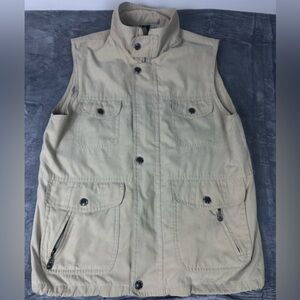 Micro Full Zip Cargo Utility Vest Mens 52 Fishing‎ Photography Hiking Khaki Tan